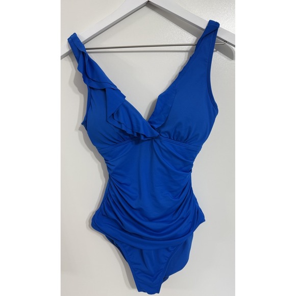Lauren Ralph Lauren Other - LAUREN RALPH LAUREN Royal Blue Crossover Ruffle One‎ Piece Swimsuit 6 Underwire